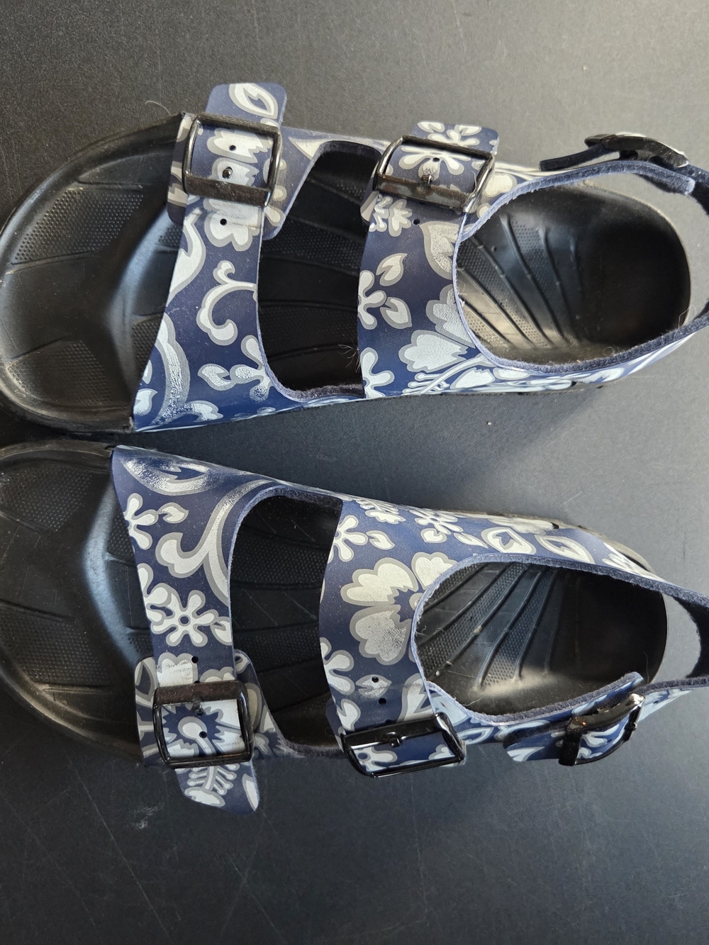 Birki's Floral Navy Adjustable Buckle Sandals